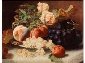 Detail images:   Öldruck mit Fruchtstilleben und Rosen