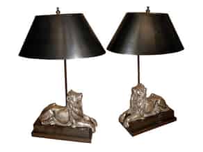 Detailabbildung:   Paar Lampen mit Löwensockel