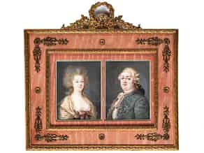 Detail images:  Miniatur-Doppelbildnis von Louis XVI und Marie Antoinette