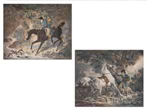 Detail images:   Paar kolorierte Jagdstiche