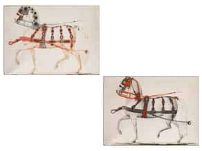 Detailabbildung:  Paar Kutschenpferde-Darstellungen 