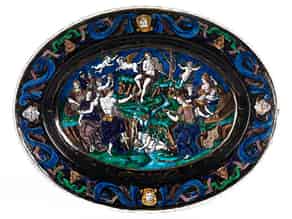 Detail images:   Ovale Schale mit Limoges-Emailmalerei