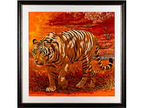 Detail images:  Hermès Seidentuch Tigre du Bengale 