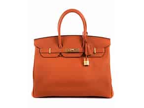 Detail images:  Hermès Birkin Bag 35 cm Orange 