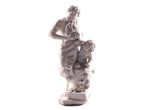 Detail images:   Marmorfigurengruppe eines musizierenden Fauns mit einem Putto 