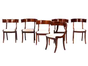Detail images:  Satz von sechs spätklassizistischen Klismos-Stühlen 