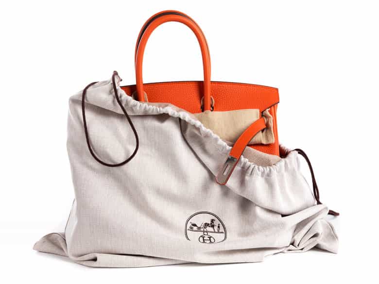 Detailabbildung:  Hermès Birkin Bag 35 cm „Feu Orange“