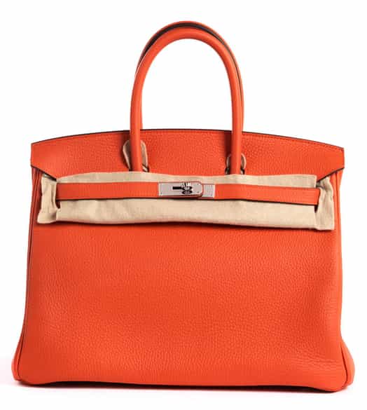 Detailabbildung:  Hermès Birkin Bag 35 cm „Feu Orange“