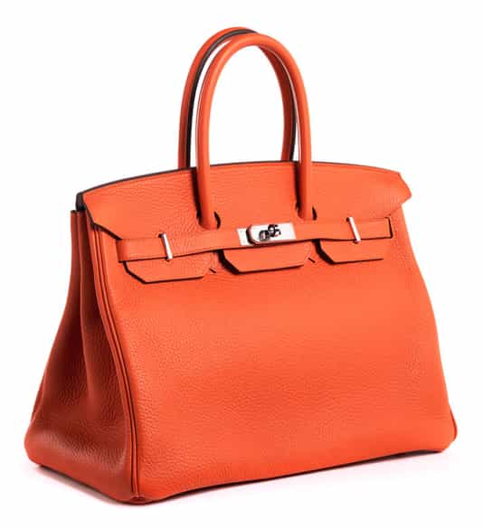 Detailabbildung:  Hermès Birkin Bag 35 cm „Feu Orange“