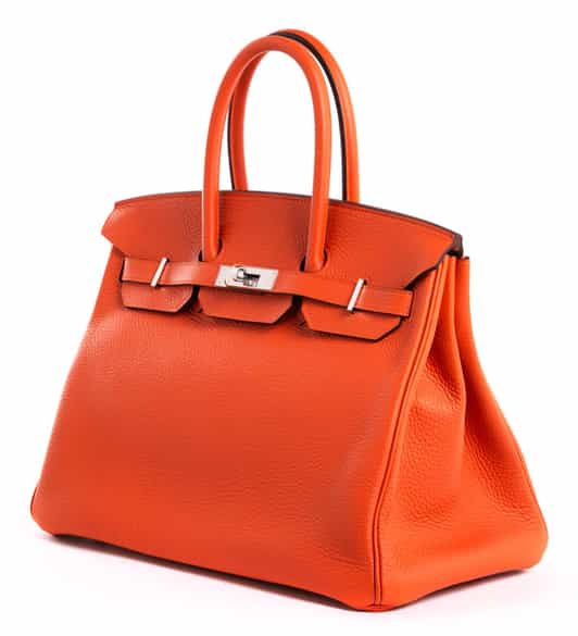 Detailabbildung:  Hermès Birkin Bag 35 cm „Feu Orange“