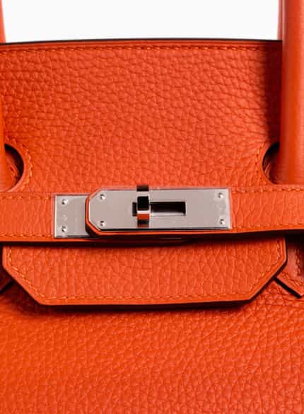 Detailabbildung:  Hermès Birkin Bag 35 cm „Feu Orange“