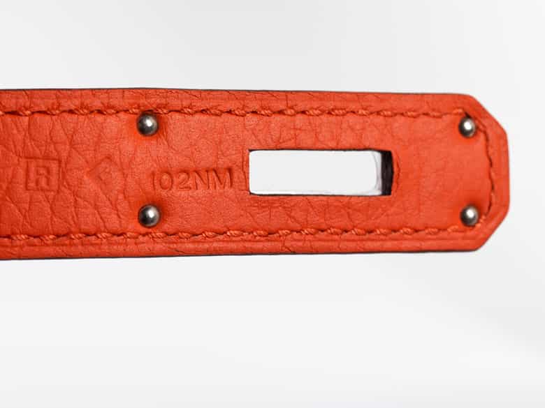 Detailabbildung:  Hermès Birkin Bag 35 cm „Feu Orange“