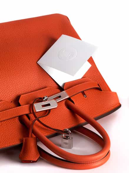 Detailabbildung:  Hermès Birkin Bag 35 cm „Feu Orange“
