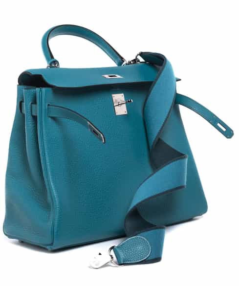 Detailabbildung:  Hermès Kelly Bag 35 cm „Turquoise“