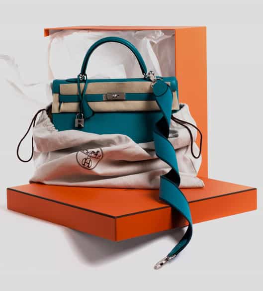 Detailabbildung:  Hermès Kelly Bag 35 cm „Turquoise“