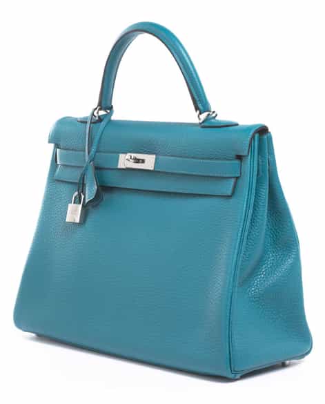 Detailabbildung:  Hermès Kelly Bag 35 cm „Turquoise“