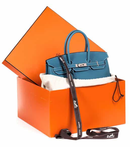 Detailabbildung:  Hermès Birkin Bag 35 cm „Bleu Jean“