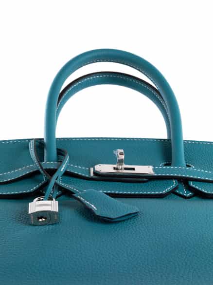 Detailabbildung:  Hermès Birkin Bag 35 cm „Bleu Jean“