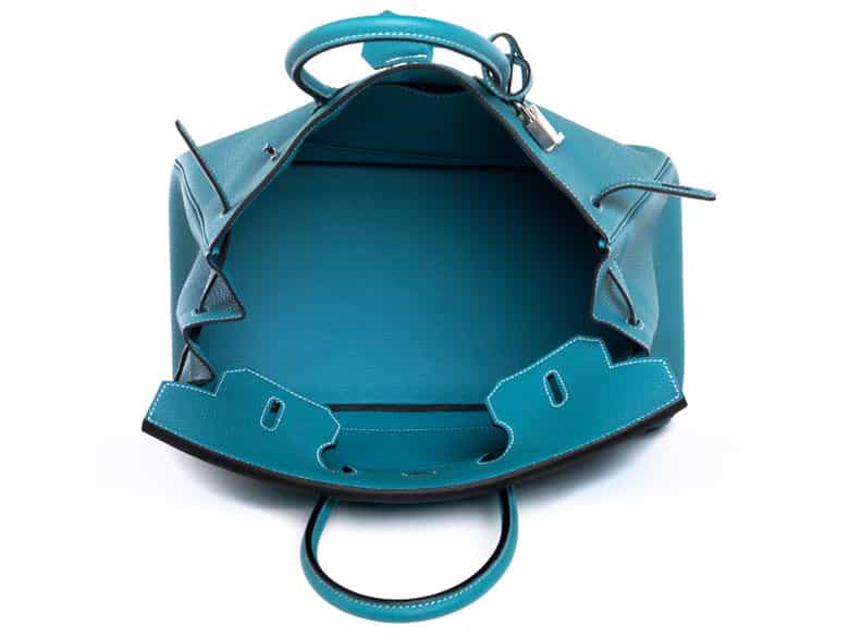 Detailabbildung:  Hermès Birkin Bag 35 cm „Bleu Jean“