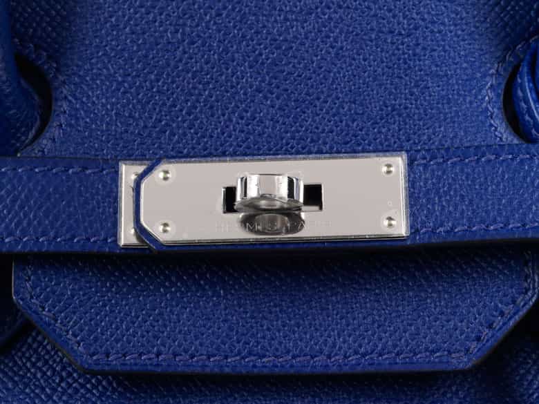 Detailabbildung:  Hermès Birkin Bag 35 cm „Bleu Electrique“