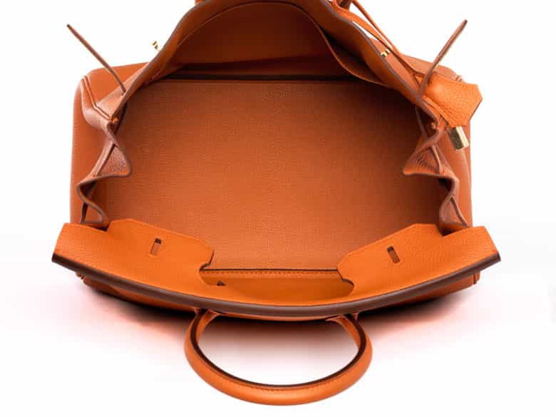 Detailabbildung:  Hermès Birkin Bag 35 cm „Potiron Orange“