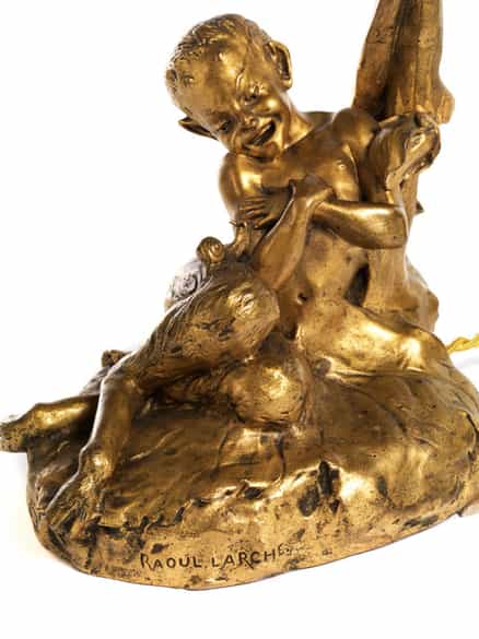 Detailabbildung:  Tischlampe mit Faun von Raoul François Larche, 1860 - 1912