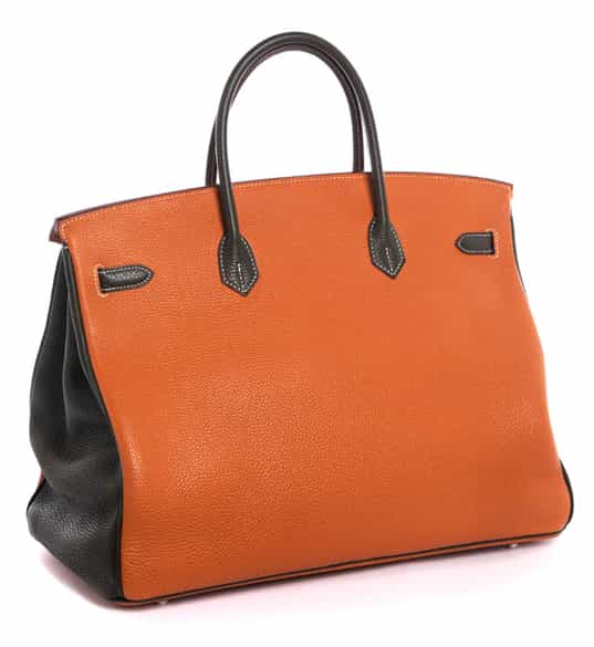 Detailabbildung:  Hermès Birkin Bag 40 cm Special Order Horseshoe „Orange Potiron & Vert Olive“