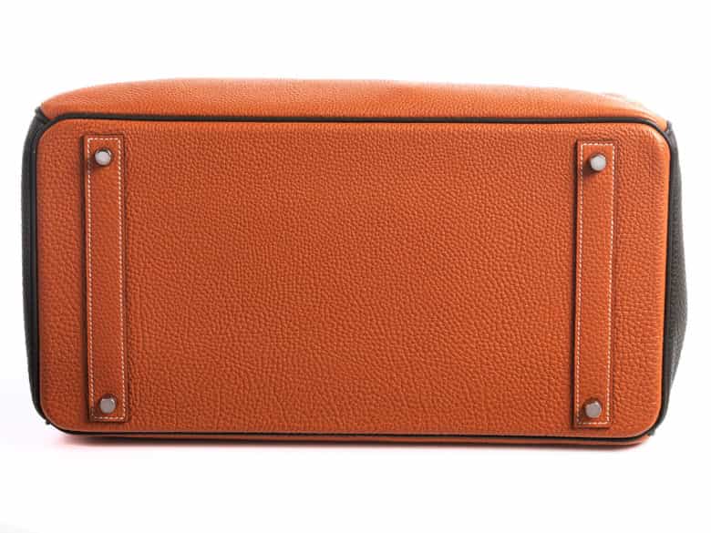 Detailabbildung:  Hermès Birkin Bag 40 cm Special Order Horseshoe „Orange Potiron & Vert Olive“
