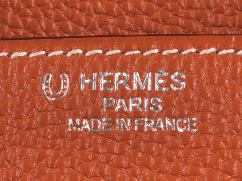 Detailabbildung:  Hermès Birkin Bag 40 cm Special Order Horseshoe „Orange Potiron & Vert Olive“