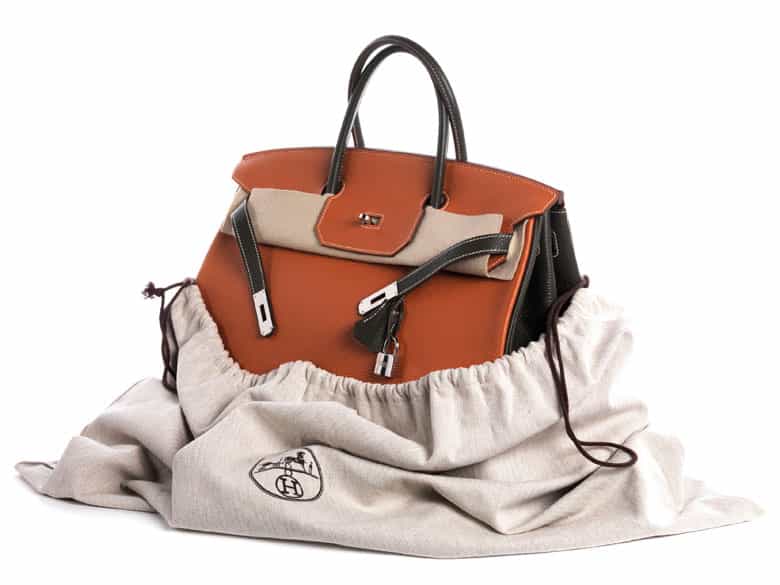 Detailabbildung:  Hermès Birkin Bag 40 cm Special Order Horseshoe „Orange Potiron & Vert Olive“