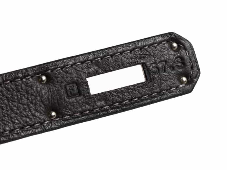 Detailabbildung: † Hermès Kelly Bag 35 cm Special Order „Gris Tourterelle, Graphite & Craie“