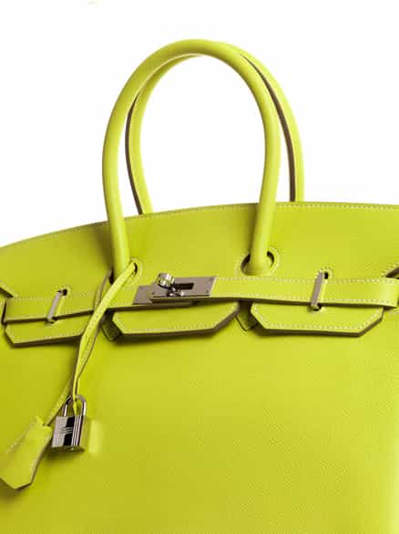 Detailabbildung: † Hermès Birkin Bag 35 cm Limited Edition Candy Collection „Lime & Gris Perle“