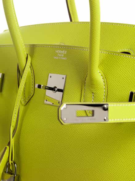 Detailabbildung: † Hermès Birkin Bag 35 cm Limited Edition Candy Collection „Lime & Gris Perle“