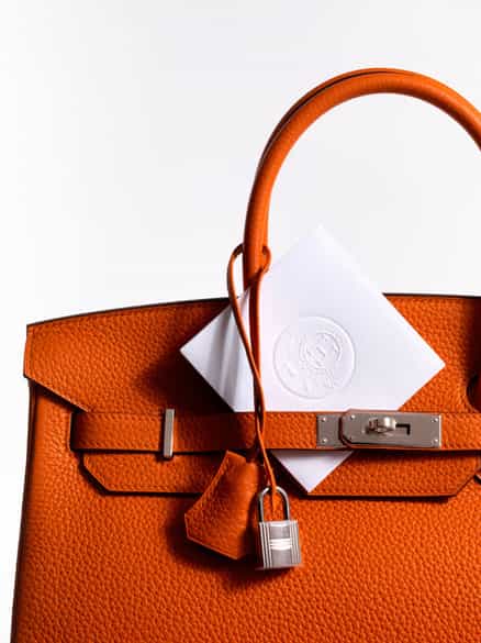 Detailabbildung:  Hermès Birkin Bag 35 cm „Orange“
