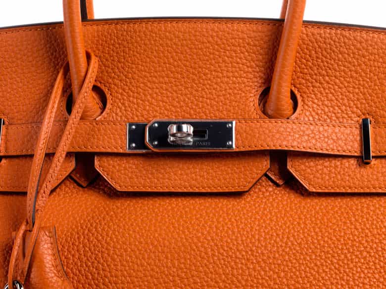 Detailabbildung:  Hermès Birkin Bag 35 cm „Orange“