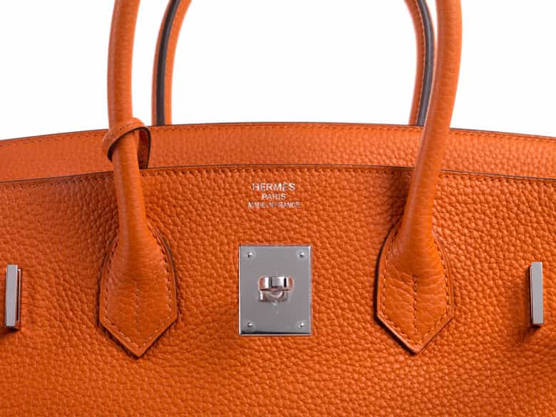 Detailabbildung:  Hermès Birkin Bag 35 cm „Orange“