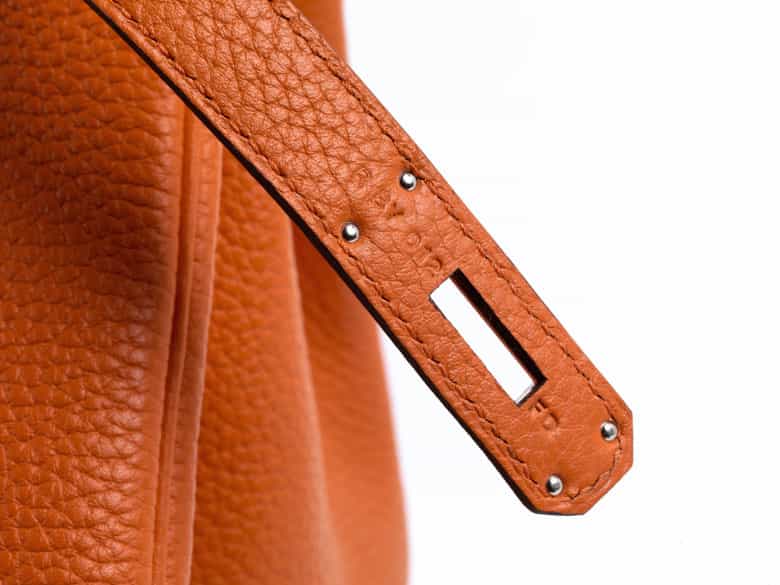Detailabbildung:  Hermès Birkin Bag 35 cm „Orange“