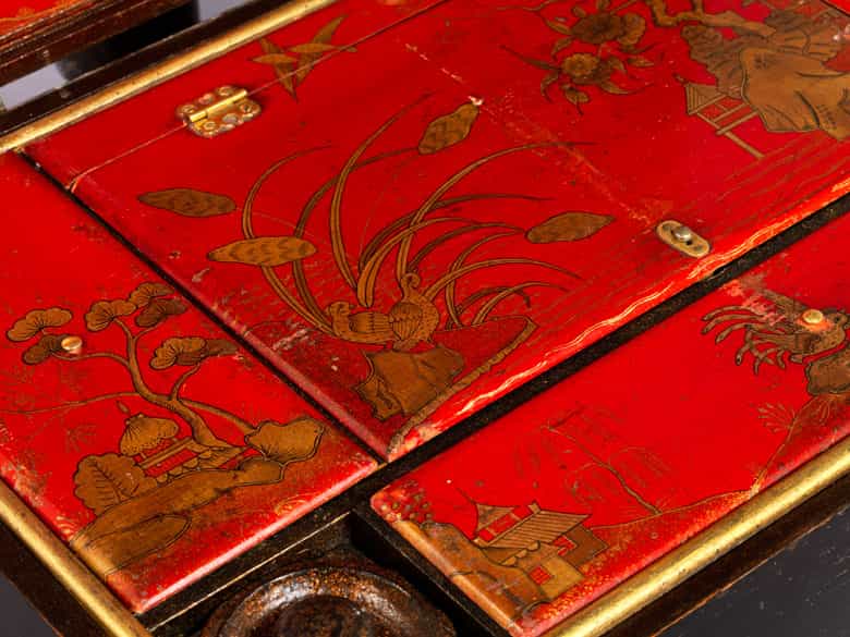 Detailabbildung:  Lackschreibkasten von Martin Schnell, 1675 Berlin - 1740 Warschau, zug.