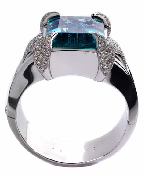 Detailabbildung:  Aquamarin-Brillantarmreif