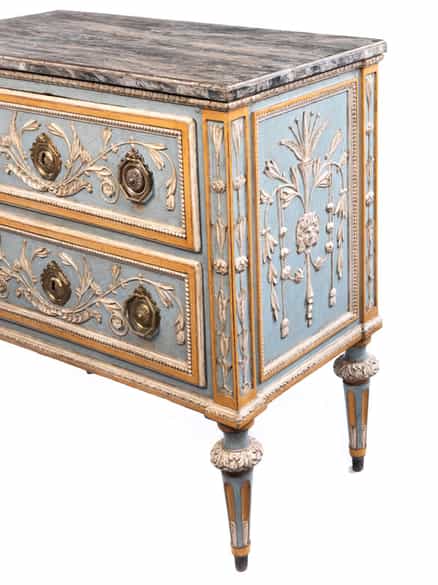 Detailabbildung: Außergewöhnliche Louis XVI-Kommode nach einem Entwurf von Giuseppe Maria Bonzanigo, 1745 - 1820