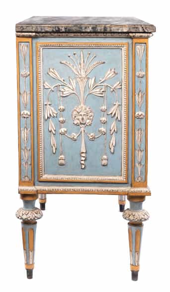 Detailabbildung: Außergewöhnliche Louis XVI-Kommode nach einem Entwurf von Giuseppe Maria Bonzanigo, 1745 - 1820