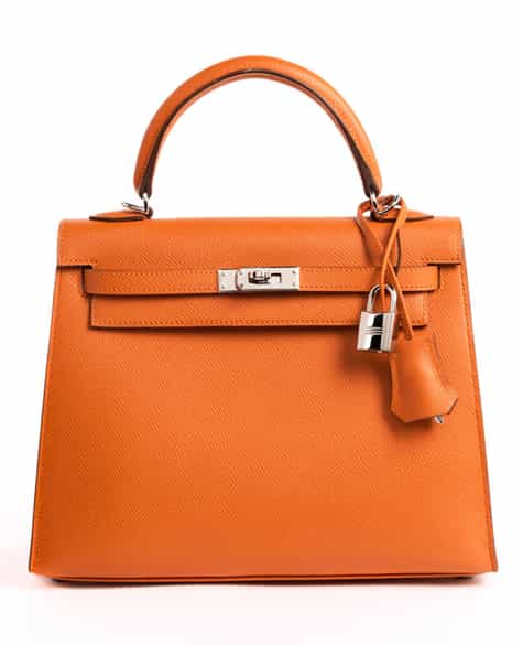 Detailabbildung:  Hermès Kelly Bag 25 cm „Orange“