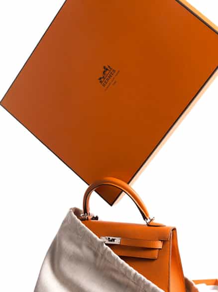 Detailabbildung:  Hermès Kelly Bag 25 cm „Orange“