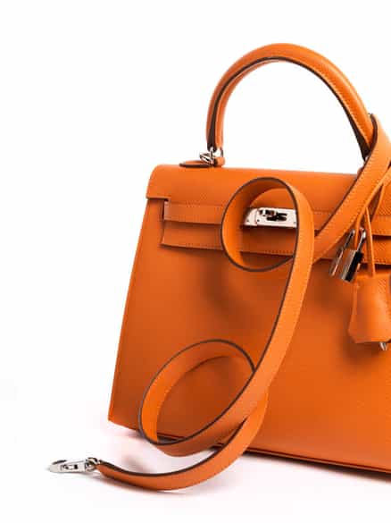 Detailabbildung:  Hermès Kelly Bag 25 cm „Orange“