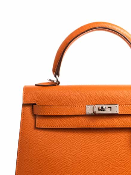 Detailabbildung:  Hermès Kelly Bag 25 cm „Orange“