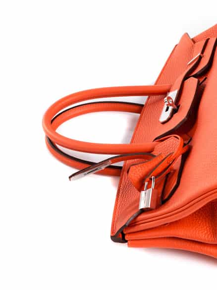 Detailabbildung:  Hermès Birkin Bag 35 cm „Feu Orange“