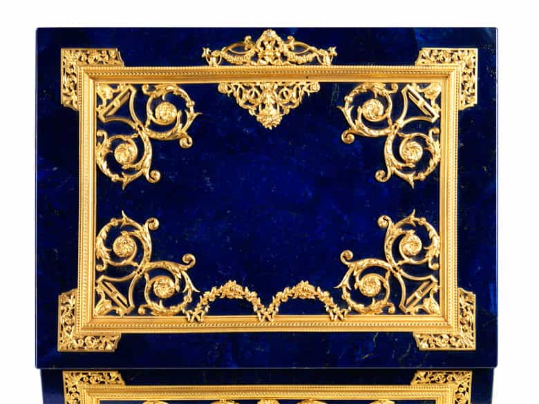 Detailabbildung: Prächtige Schatulle in Lapislazuli und vergoldeter Bronze