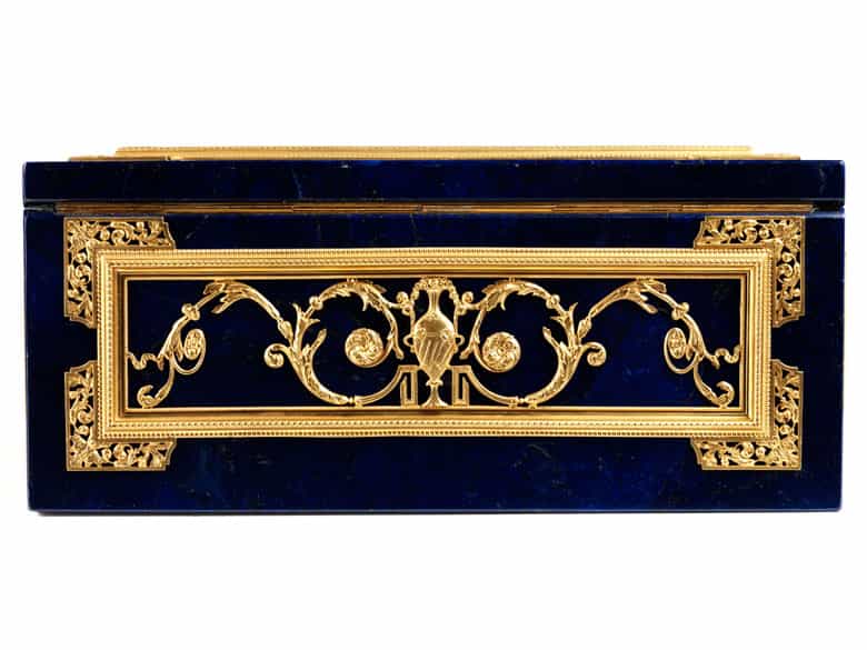 Detailabbildung: Prächtige Schatulle in Lapislazuli und vergoldeter Bronze