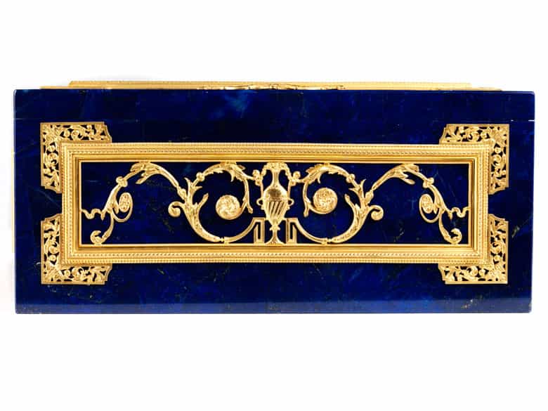 Detailabbildung: Prächtige Schatulle in Lapislazuli und vergoldeter Bronze