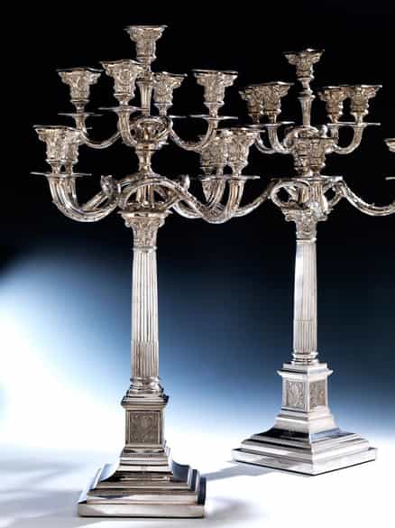 Detailabbildung:  Paar große Silberkandelaber
